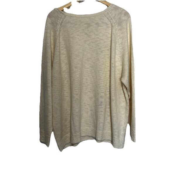 Coldwater Creek Ivory White Wings Wishes Sweater Dragonfly Dandelions XL - Picture 6 of 9